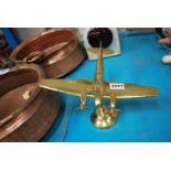 CAST BRASS MODEL OF A TWIN ENGINE AIRCRAFT POSS MOSQUITO