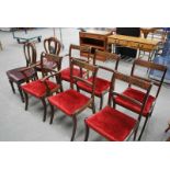 6 REGENCY STYLE DINING CHAIRS & PAIR OF VICTORIAN MAHOGANY SPOONBACK CHAIRS