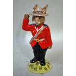 A Royal Doulton Bunnykins figure, Mountie Bunnykins, DB135, limited edition of 750, brown stamp to