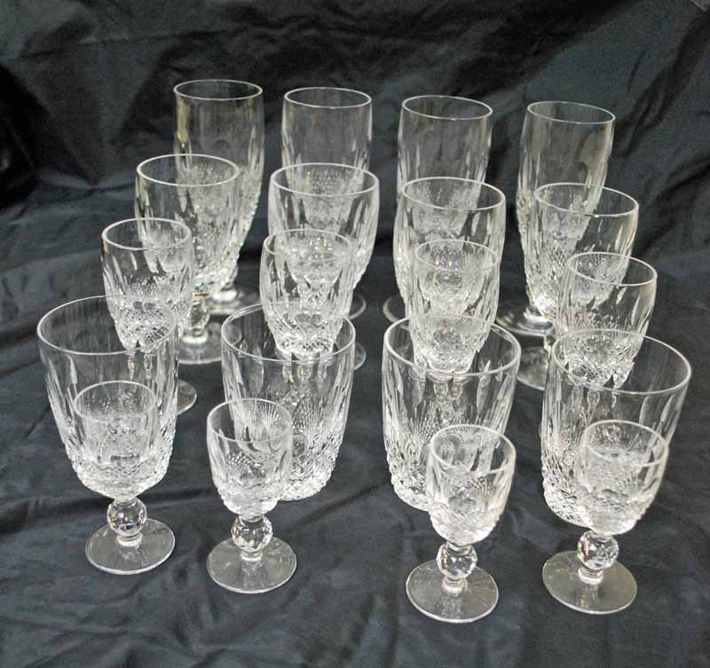 A suite of twenty Waterford Crystal Drinking Glasses, Colleen pattern, four flutes 15.5cm high, four