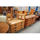 AN EDWARDIAN SATIN WOOD DRESSING TABLE OVER 4 DRAWERS