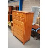 LARGE CHERRY WOOD EFFECT CHEST OF DRAWERS & PINE POT CABINET