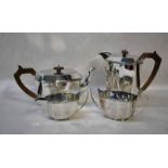 A George VI four-piece Art Deco silver Teaset by Stower and Wragg Ltd., Sheffield, 1936, classic Art