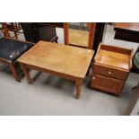 PINE COFFEE TABLE, PINE TELEPHONE TABLE & PINE FRAMED MIRROR
