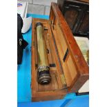 BRASS GUN SIGHTING TELESCOPE X 8 NO 2676 BY W G PYE & CO 1918 IN FITTED CASE