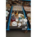 BOX INC ORNAMENTS, COFFEE SET & BOX OF CUT GLASSWARE