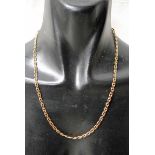 A 9ct gold Necklace, double link form, marked 375, 10.1g, 50cm long