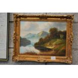 ANDREW GRANT KURTIS (BRITISH) LOCH TAY, A SIGNED OIL ON CANVAS, 38CM X 28CM