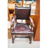LEATHER UPHOLSTERED THRONE TYPE ARMCHAIR