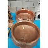 PAIR OF MIDDLE EASTERN HAND BEATEN 2-HANDLED CIRCULAR BOWLS