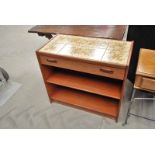 G PLAN TEAK & TILE TOP BOOKCASE WITH SINGLE DRAWER 85CM WIDE