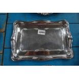 A RECTANGULAR SILVER TRAY WITH WAVY EDGE, 10.16OZ, 31CM LONG