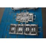 ART DECO SILVER PLATED HORS D'OEUVRES TRAYS EACH WITH 4 GLASS DISHES