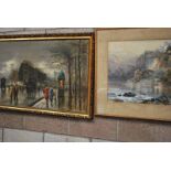 FRENCH SCHOOL, 20THC PAIRS STREET SCENE, OIL ON CANVAS, 59CM X 120CM & SUTTON PALMER 1873,