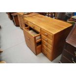 1930'S ART DECO SOUTH AFRICAN TEAK KNEEHOLE DESK WITH FITTED PUSHAWAY DESK CHAIR