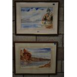 RON MUNRO SCOTTISH LOCH WINTER & AUTUMN SCENES, PAIR OF SIGNED WATERCOLOURS 34 X 51CM