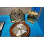 BUCHERER SWISS DESK CLOCK, REPRO CARRIAGE CLOCK & CIRCULAR BAROMETER