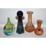 A small collection of four items of contemporary Art Glass, including a Mdina Lollipop Head Vase