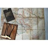 A pair of 19th century Boot Pullers, steel with ivory handles, 20cm long in pig skin wallet and a