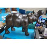 LEATHER BOUND MODEL HIPPOPOTAMUS, 56CM HIGH