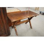 OAK REFECTORY STYLE TABLE ON X FRAME SUPPORTS, 121CM LONG X 67CM WIDE
