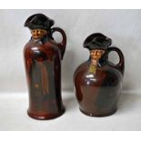 A Royal Doulton Kingswear Night Watchman Whisky Flask with handle, Reg No 436947, the neck moulded