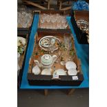 2 BOXES INC WATER SET, TEASET, CUT GLASS ETC