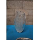 WATERFORD CRYSTAL OVOID VASE,HEAVILY ENGRAVED WITH A WHALING SCENE, INSCRIBED CAPT IAN HESLOP 2006