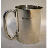 An Edwardian silver Mug, tapering form with loop handle, Joseph Gloster Birmingham 1912, 4.42oz, 9cm