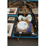 2 BOXES INC QUEEN ANNE LOUISE TEASET, CUT & SMOKED GLASS
