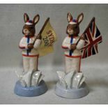 A Royal Doulton England Athlete Bunnykins Sydney 2000, DB216 and a very rare Royal Doulton prototype