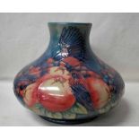 A late 20th century Moorcroft Pottery tubeline decorated large Onion Shape Vase, in the Finches