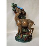 A Minton limited edition Minton in Miniature Fawn, Majolica style, number 197 of 250, 26cm high
