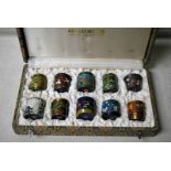 A mid-20th century cased set of ten Chinese Export Cloisonne lidded Containers, all decorated in