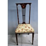 An Arts and Crafts Mahogany Bedroom Chair, inlaid back with openwork splat inlaid with mother of