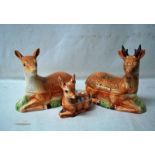 Michael Caugant, a set of three pottery Pate Tureens as a family of Deer, 13cm long to 25cm long (3)