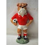 Kevin Francis Ceramics, Bulldog Footballer in red and white kit, modelled by Andy Moss, limited
