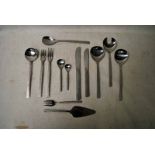 A 1960's Viners stainless steel bark pattern Cutlery Set designed by Gerald Benney, twelve plate