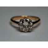 An 18ct Gold and Diamond Solitaire Ring, round brilliant cut stone approx 7.5mm diameter by 43mm,