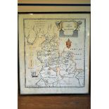 Antiquarian Maps: Scotland by Robert Morden, in frame behind glass, 42cm by 33cm, Cornwall by Robert