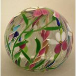 A Michael James Hunter Twists Studio Glass Paperweight, limited edition 7/20, multi-flower twist