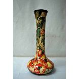 A Moorcroft Vase, onion shape with elongated neck, marked 'DES TRIAL 20-11-03' underneath, signed