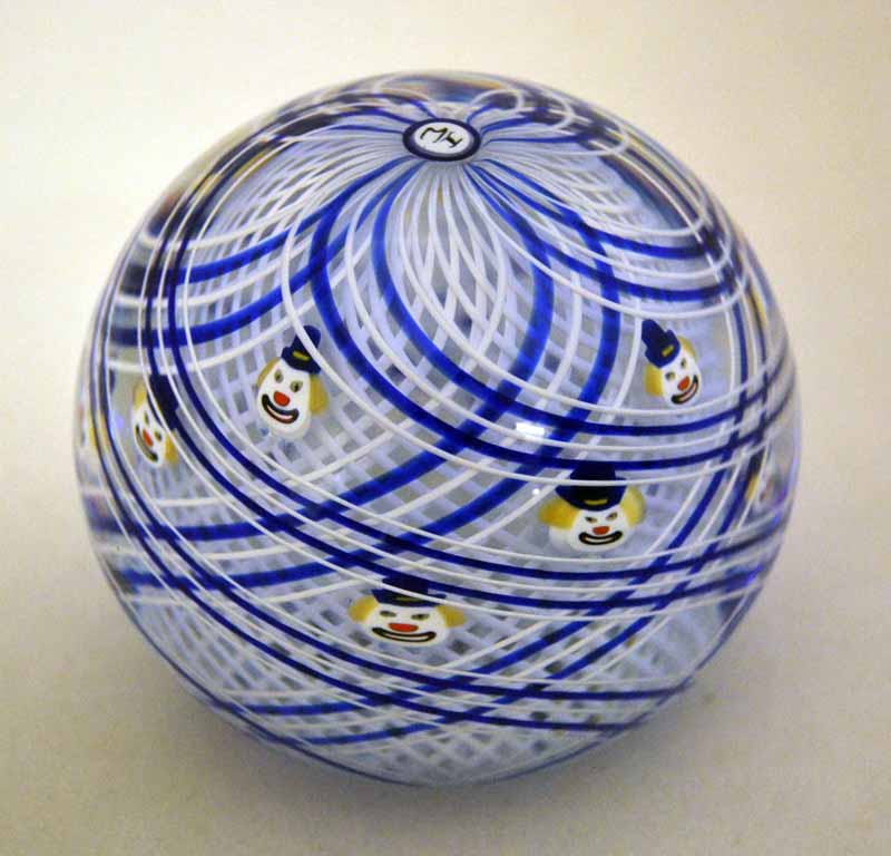 A Michael James Hunter Twists Glass Studio glass Paperweight, limited edition, 15/20, latticino