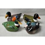 Michael Caugant, a small collection of four Pate Tureens as Ducks, 17cm long to 18.5cm long (4)
