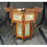 A Chinese rosewood Hall Lantern 19th century, decorative from the Guangdong province, six sided