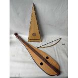 Aidan Edwards, Strontian, a Psaltery Zither 56cm long with bow and a Dulcimer, 93cm long (2)