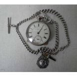 A silver open face Pocket Watch, plain white dial inscribed 'The Farringdon Regd' with inner dust