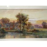 M Grouse (late 19th/early 20th century) a set of three watercolours: In Surry, A Warwickshire Home