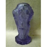 A Bohemian Art Deco alexandrite glass Vase, moulded with naked figures among grape vines, on