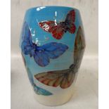 Sally Tuffin Dennis China Works, a baluster Vase, tubeline decorated with Butterflies on a sky